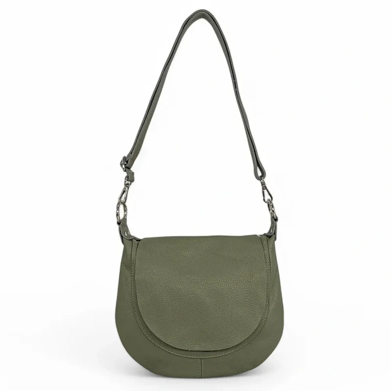 Sac besace à bandoulière en cuir grainé NEW CITIZEN Kaki