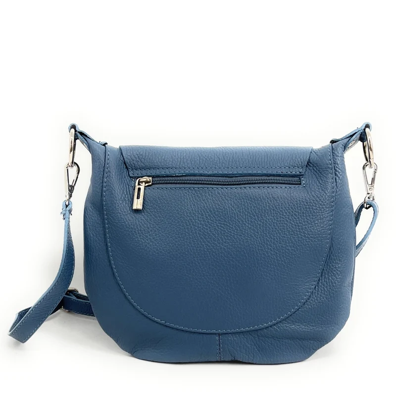 Sac besace à bandoulière en cuir grainé NEW CITIZEN Bleu glacier