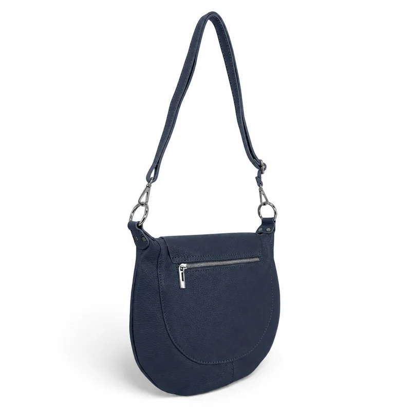 Sac besace à bandoulière en cuir grainé NEW CITIZEN Bleu marine