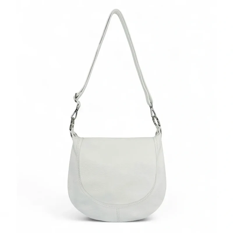 Sac besace à bandoulière en cuir grainé NEW CITIZEN Blanc