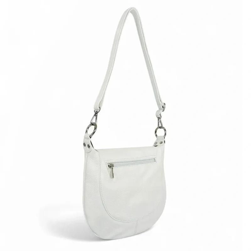 Sac besace à bandoulière en cuir grainé NEW CITIZEN Blanc