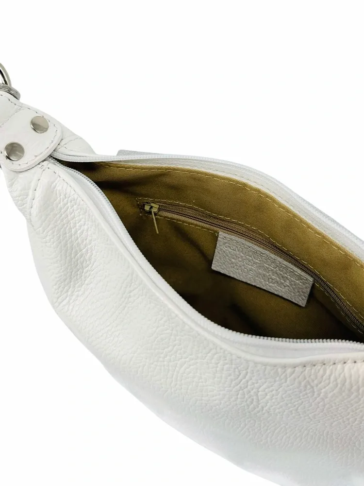 Sac besace à bandoulière en cuir grainé NEW CITIZEN Blanc