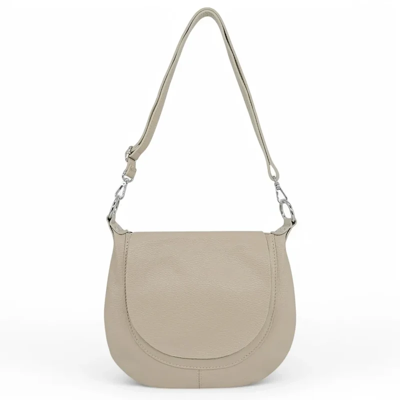 Sac besace à bandoulière en cuir grainé NEW CITIZEN Beige crème