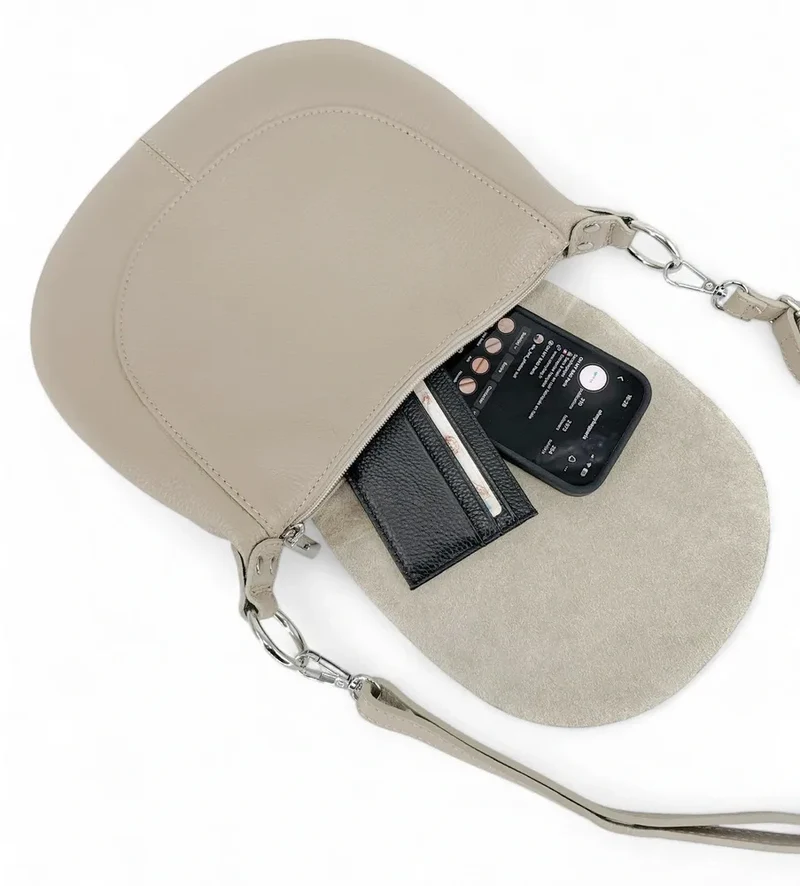 Sac besace à bandoulière en cuir grainé NEW CITIZEN Beige crème