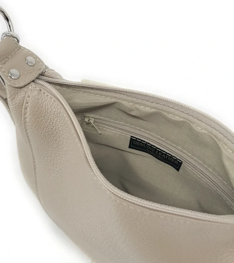 Sac besace à bandoulière en cuir grainé NEW CITIZEN Beige crème