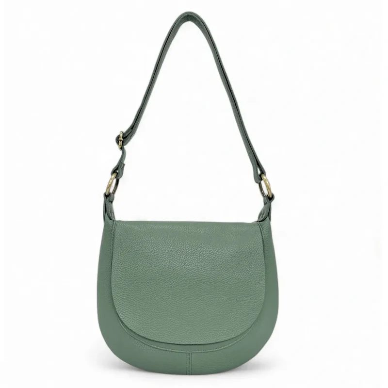 Sac bandoulière en cuir grainé LITTLE CITIZEN Vert pastel