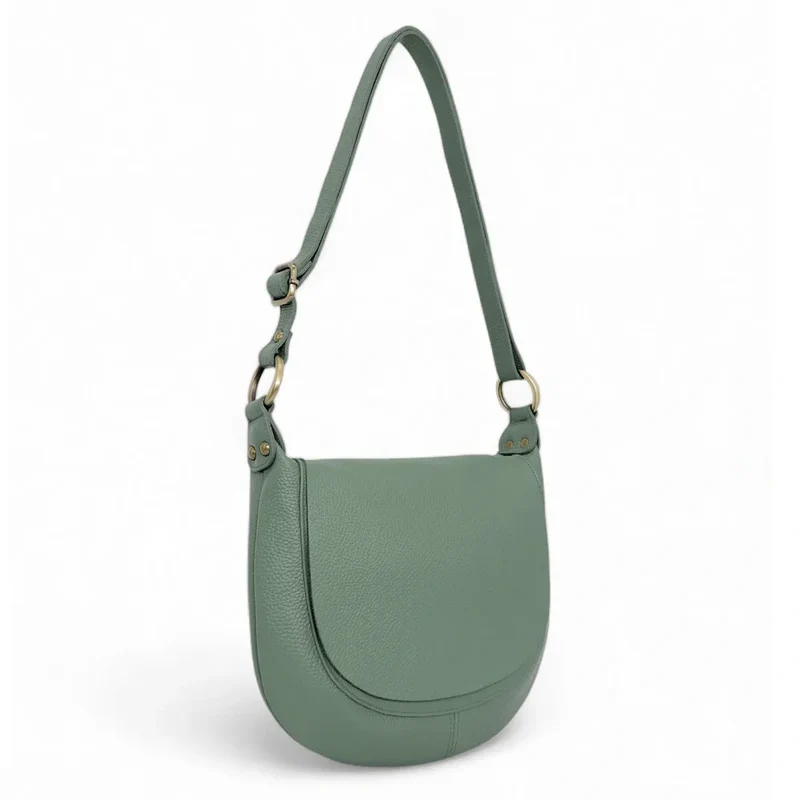 Sac bandoulière en cuir grainé LITTLE CITIZEN Vert pastel