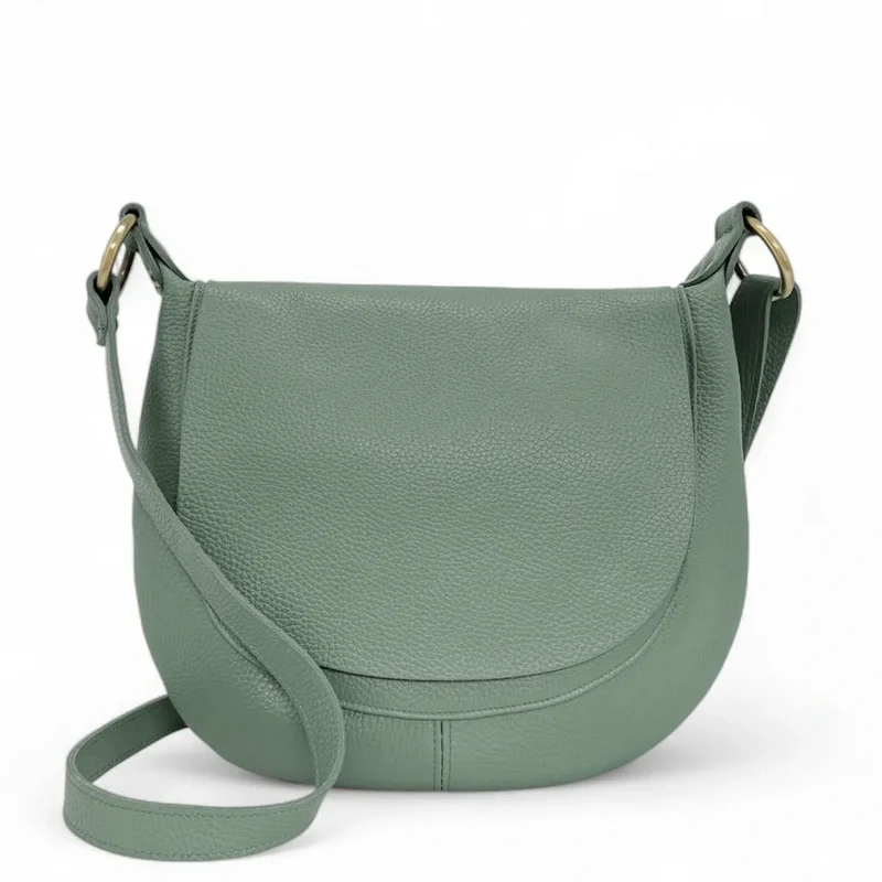 Sac bandoulière en cuir grainé LITTLE CITIZEN Vert pastel