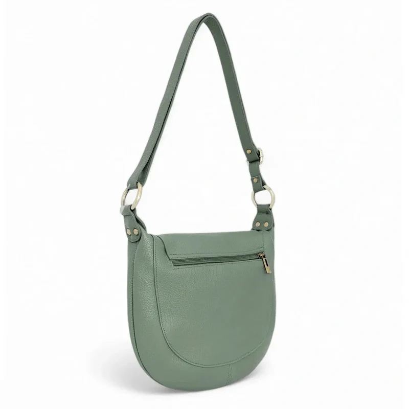 Sac bandoulière en cuir grainé LITTLE CITIZEN Vert pastel