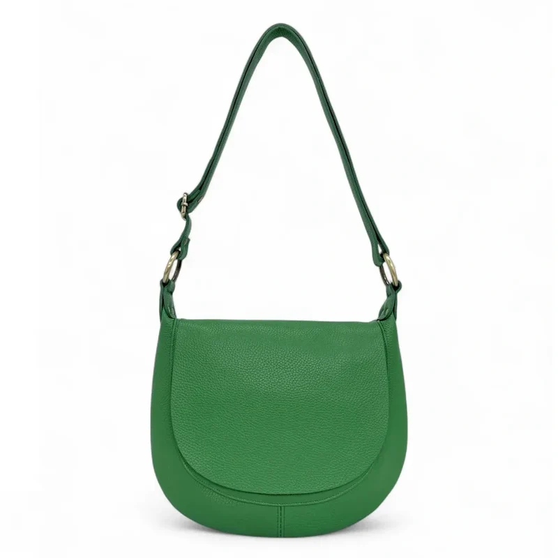 Sac bandoulière en cuir grainé LITTLE CITIZEN Vert anglais