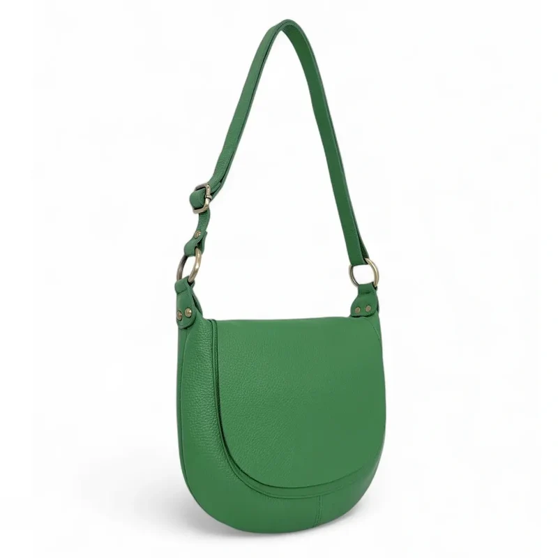 Sac bandoulière en cuir grainé LITTLE CITIZEN Vert anglais