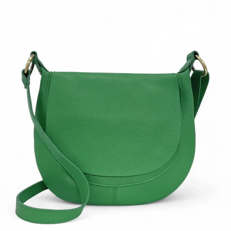 Sac bandoulière en cuir grainé LITTLE CITIZEN Vert anglais