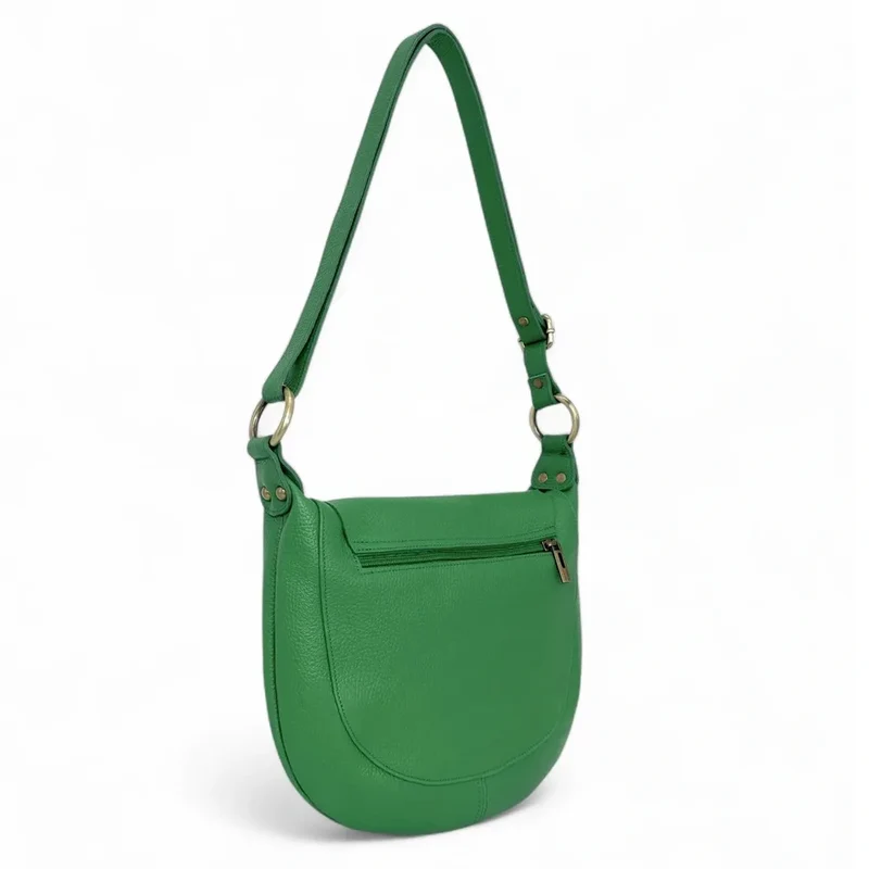 Sac bandoulière en cuir grainé LITTLE CITIZEN Vert anglais