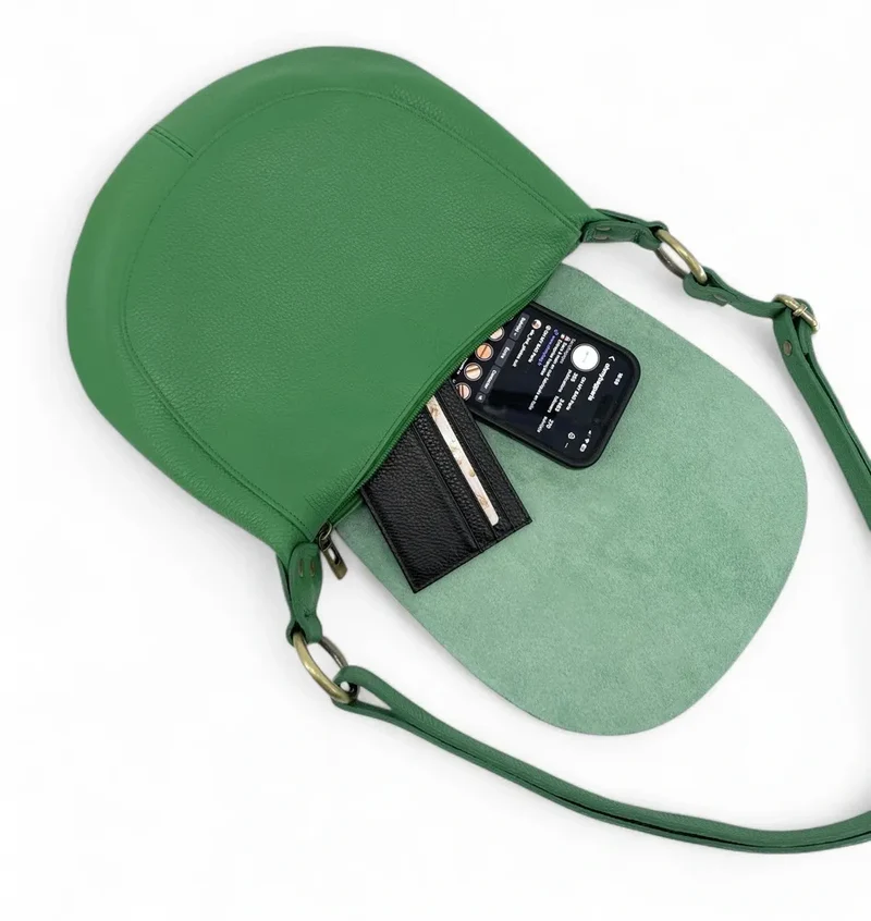 Sac bandoulière en cuir grainé LITTLE CITIZEN Vert anglais