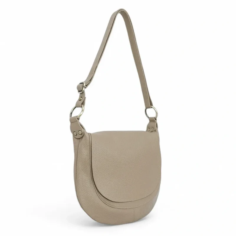 Sac bandoulière en cuir grainé LITTLE CITIZEN Taupe
