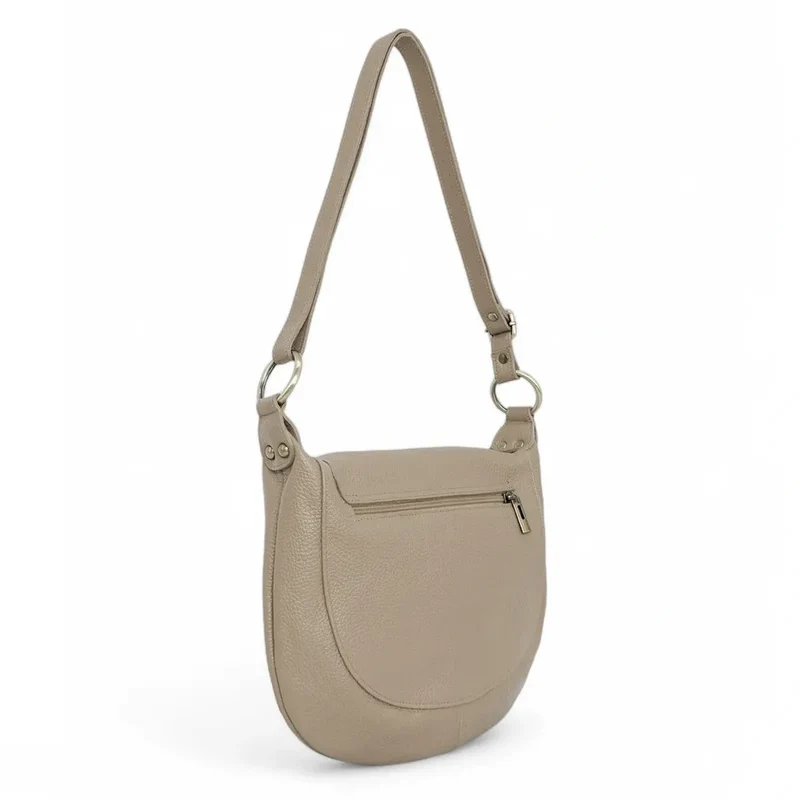 Sac bandoulière en cuir grainé LITTLE CITIZEN Taupe