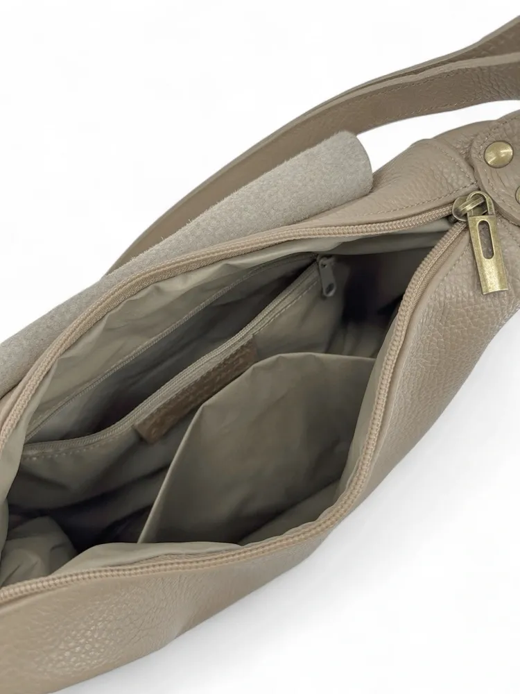 Sac bandoulière en cuir grainé LITTLE CITIZEN Taupe