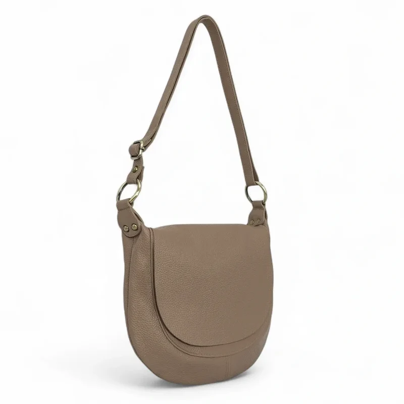 Sac bandoulière en cuir grainé LITTLE CITIZEN Taupe foncé