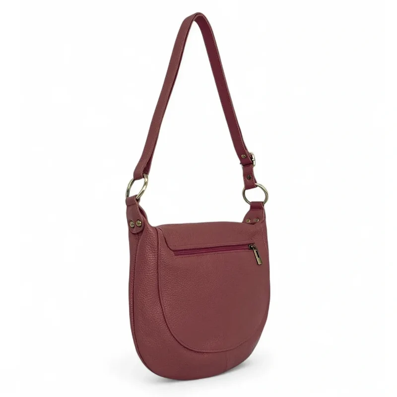 Sac bandoulière en cuir grainé LITTLE CITIZEN Rouge foncé