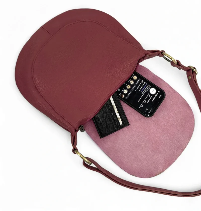 Sac bandoulière en cuir grainé LITTLE CITIZEN Rouge foncé