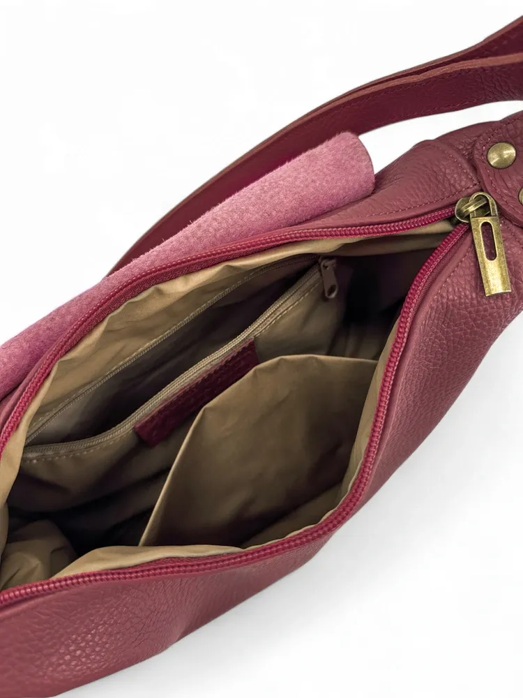 Sac bandoulière en cuir grainé LITTLE CITIZEN Rouge foncé