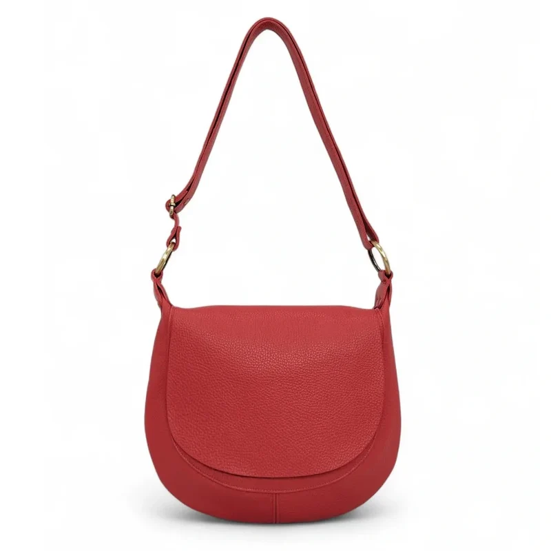 Sac bandoulière en cuir grainé LITTLE CITIZEN Rouge garance
