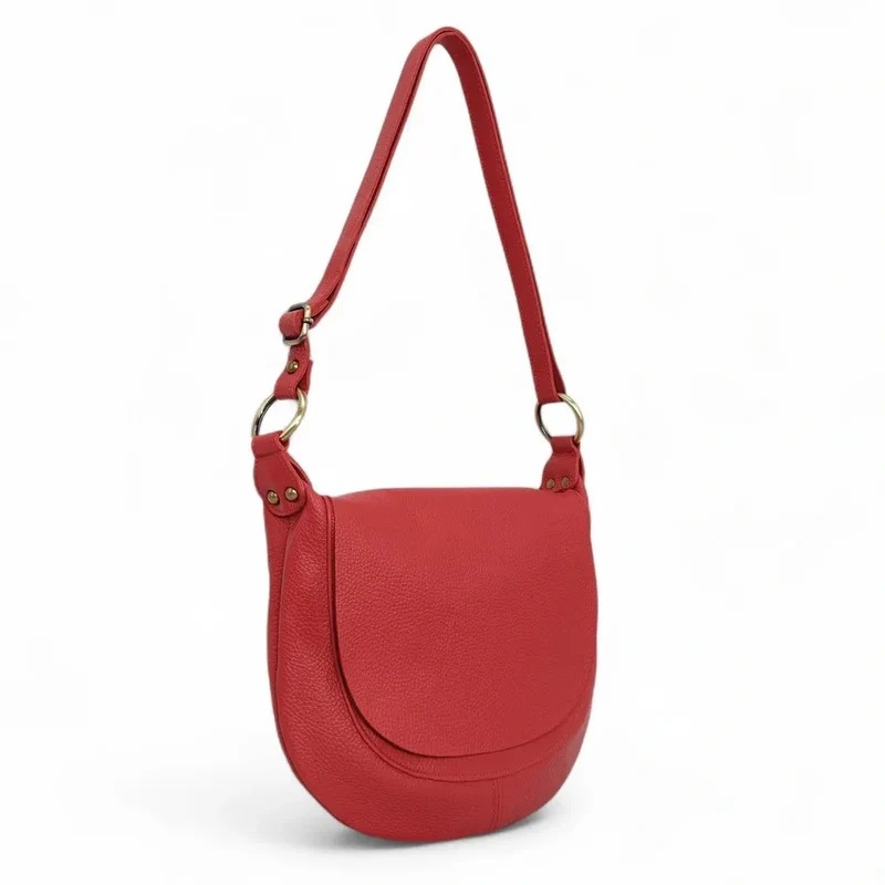 Sac bandoulière en cuir grainé LITTLE CITIZEN Rouge garance