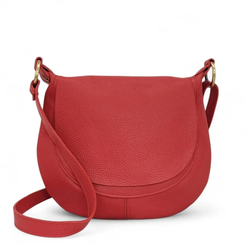 Sac bandoulière en cuir grainé LITTLE CITIZEN Rouge garance