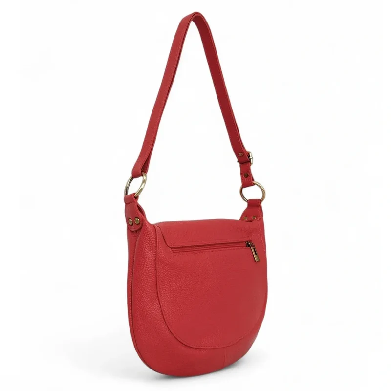 Sac bandoulière en cuir grainé LITTLE CITIZEN Rouge garance