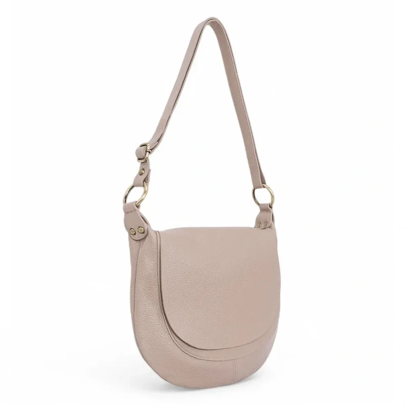 Sac bandoulière en cuir grainé LITTLE CITIZEN Rose nude