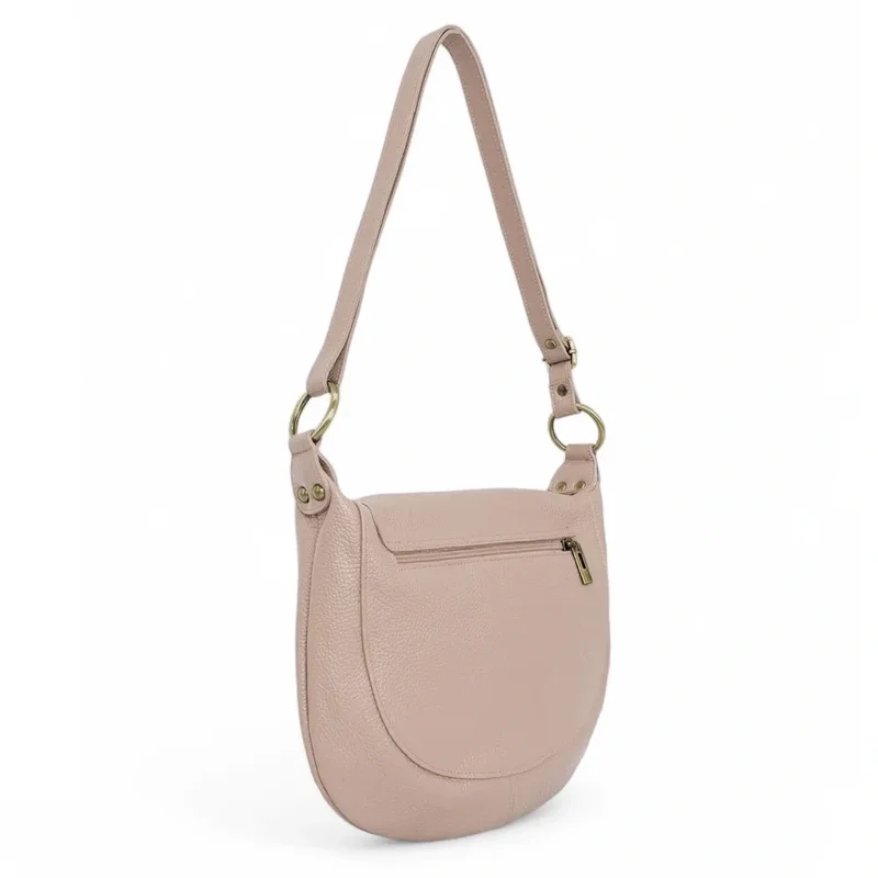 Sac bandoulière en cuir grainé LITTLE CITIZEN Rose nude