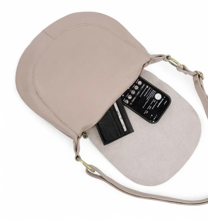 Sac bandoulière en cuir grainé LITTLE CITIZEN Rose nude