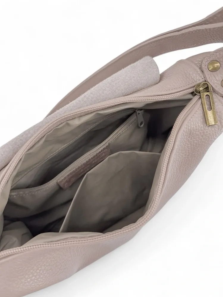 Sac bandoulière en cuir grainé LITTLE CITIZEN Rose nude