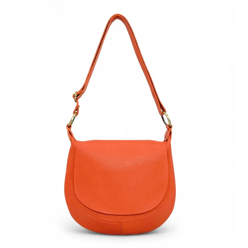 Sac bandoulière en cuir grainé LITTLE CITIZEN Orange mandarine