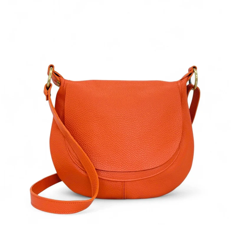 Sac bandoulière en cuir grainé LITTLE CITIZEN Orange mandarine