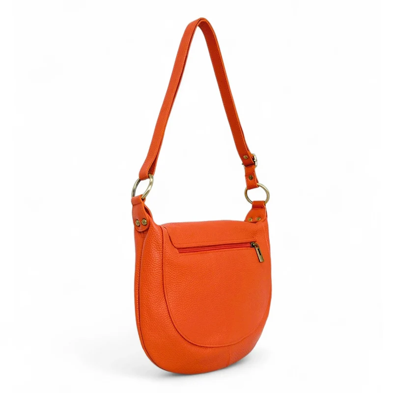 Sac bandoulière en cuir grainé LITTLE CITIZEN Orange mandarine