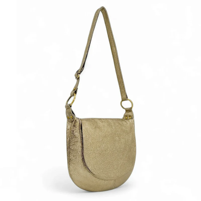 Sac bandoulière en cuir métallisé LITTLE CITIZEN Or pâle