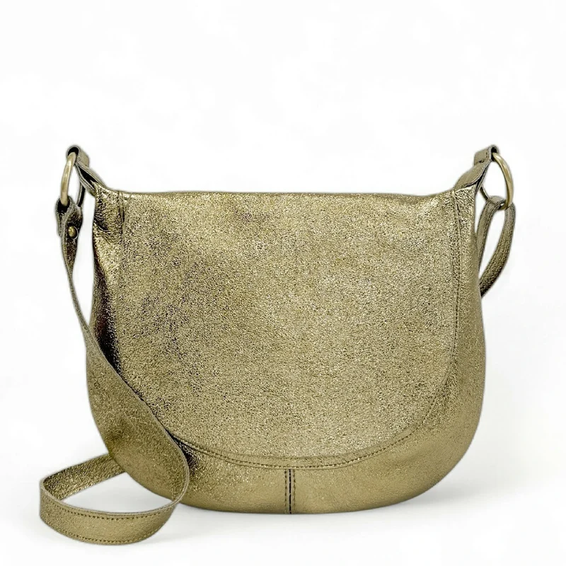 Sac bandoulière en cuir métallisé LITTLE CITIZEN Or pâle