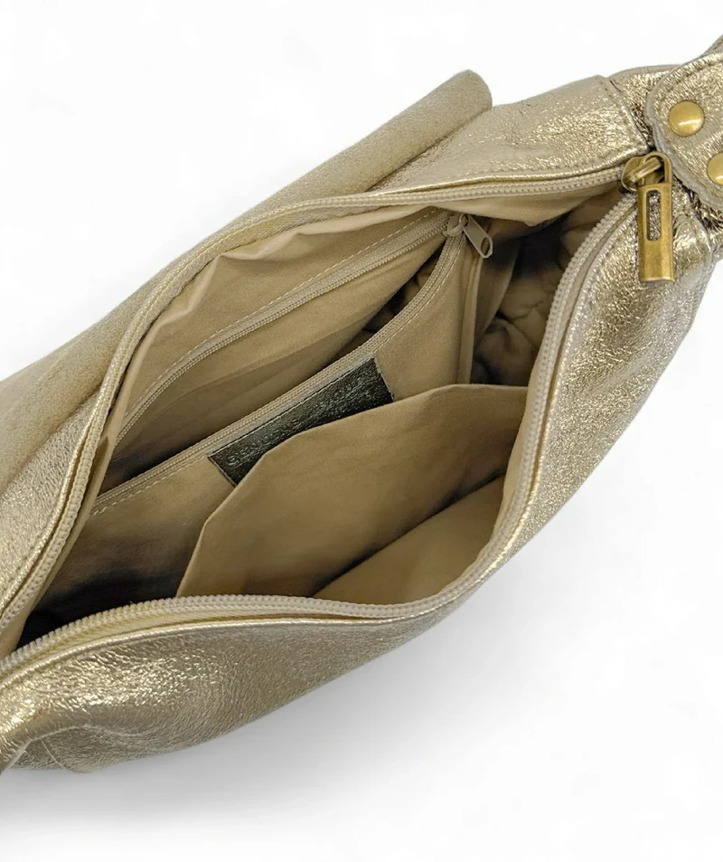 Sac bandoulière en cuir métallisé LITTLE CITIZEN Or pâle