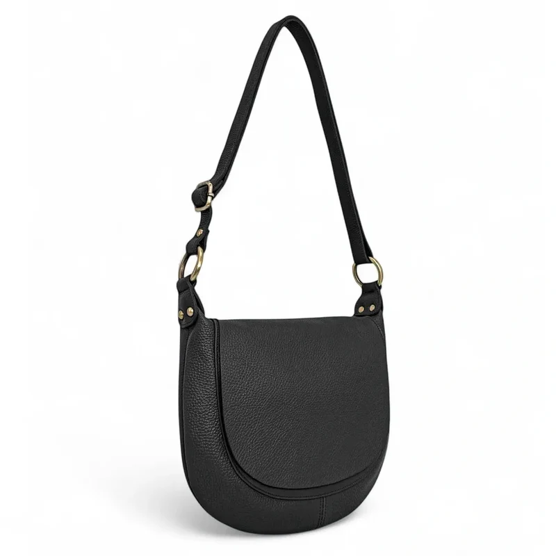 Sac bandoulière en cuir grainé LITTLE CITIZEN Noir