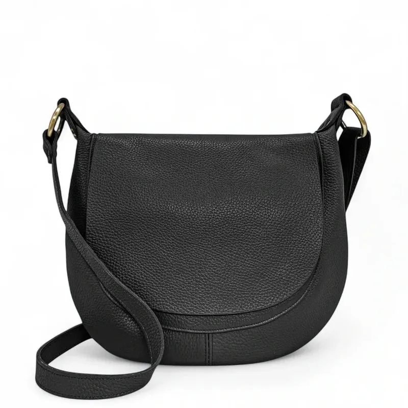 Sac bandoulière en cuir grainé LITTLE CITIZEN Noir