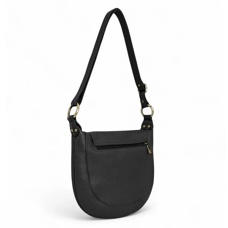 Sac bandoulière en cuir grainé LITTLE CITIZEN Noir