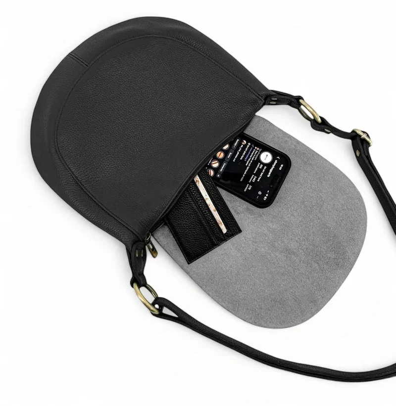 Sac bandoulière en cuir grainé LITTLE CITIZEN Noir