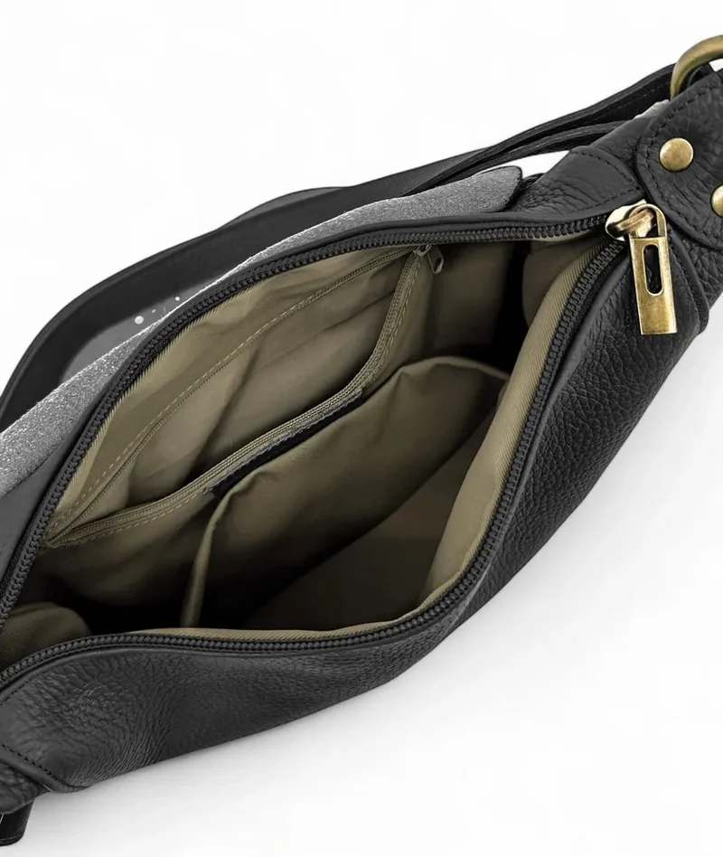 Sac bandoulière en cuir grainé LITTLE CITIZEN Noir
