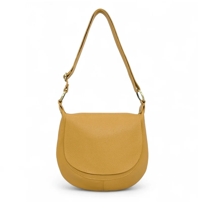 Sac bandoulière en cuir grainé LITTLE CITIZEN Jaune Moutarde