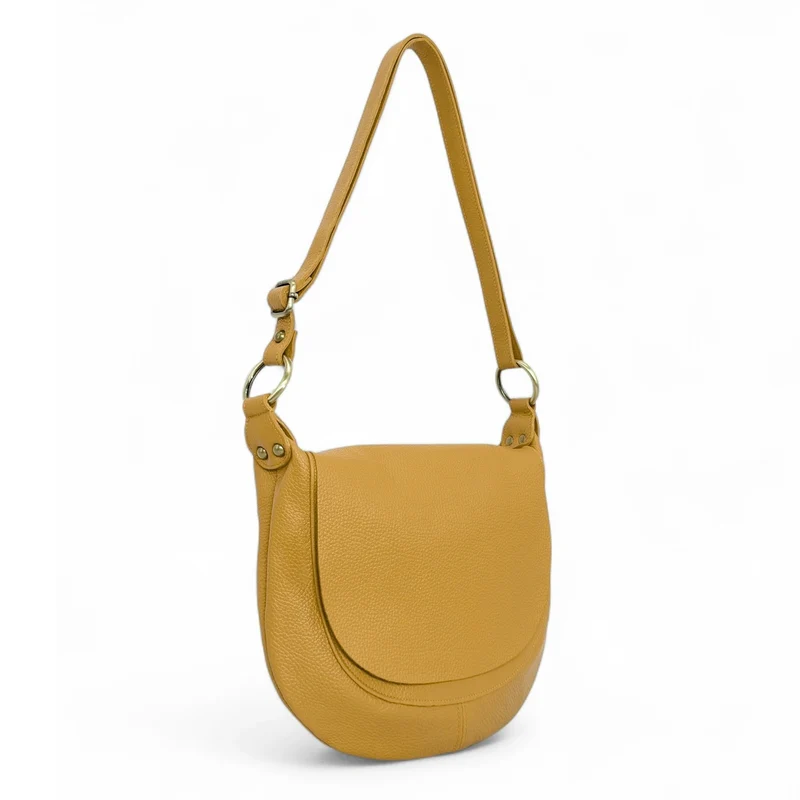Sac bandoulière en cuir grainé LITTLE CITIZEN Jaune Moutarde