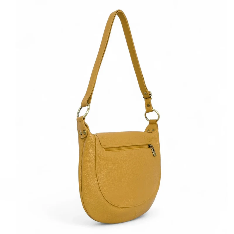 Sac bandoulière en cuir grainé LITTLE CITIZEN Jaune Moutarde