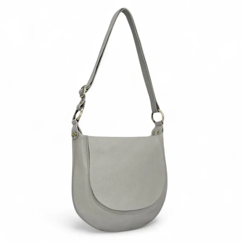Sac bandoulière en cuir grainé LITTLE CITIZEN Gris clair