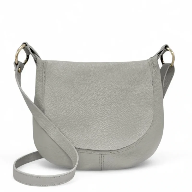 Sac bandoulière en cuir grainé LITTLE CITIZEN Gris clair