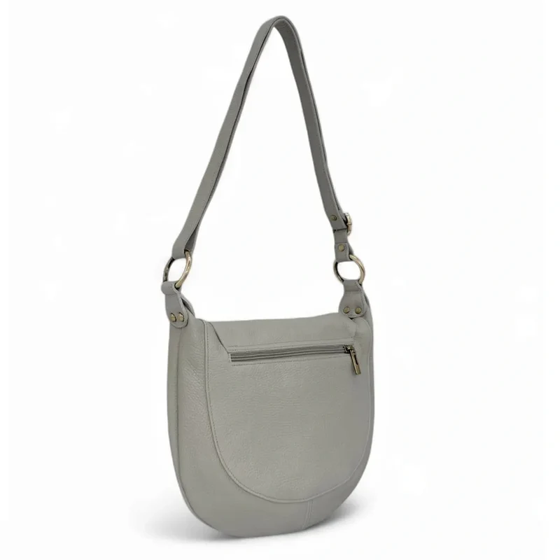 Sac bandoulière en cuir grainé LITTLE CITIZEN Gris clair